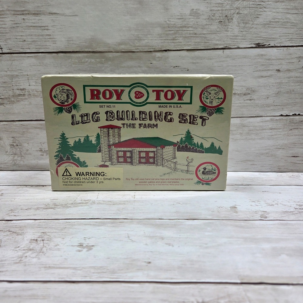Roy Toy Log Building Set The Farm No 11 Wood Construction Toy 50pc NEW Sealed